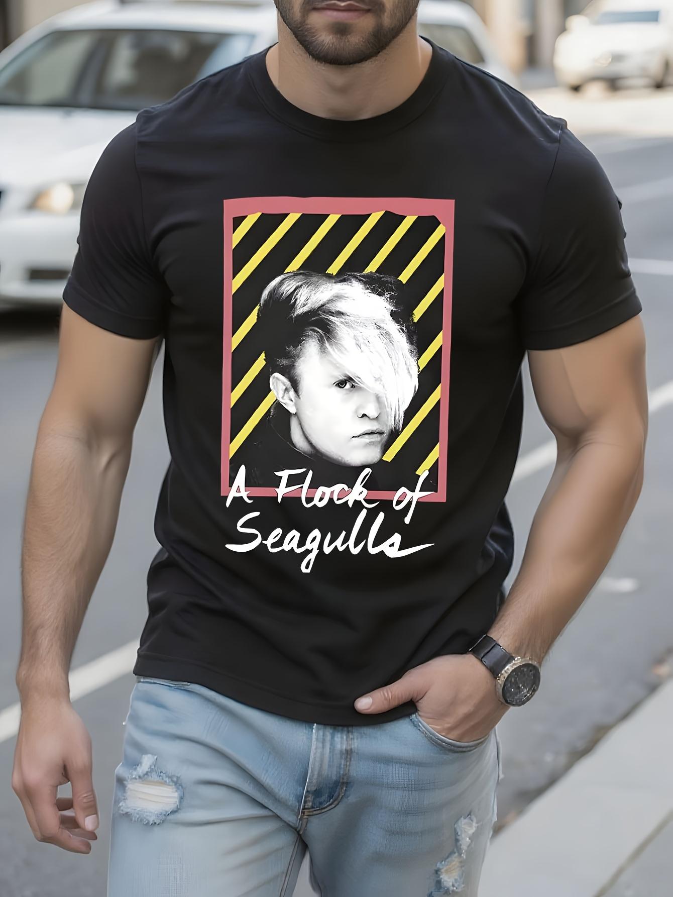 A Flock Of Seagulls Neon Logo Black Tshirt XL
