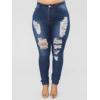 Mid Waist Women's Skinny Distressed Jeans Casual Ripped Destroyed Pocket Breathable Stretch Denim Hole 2XL Ladies' Pencil Pants