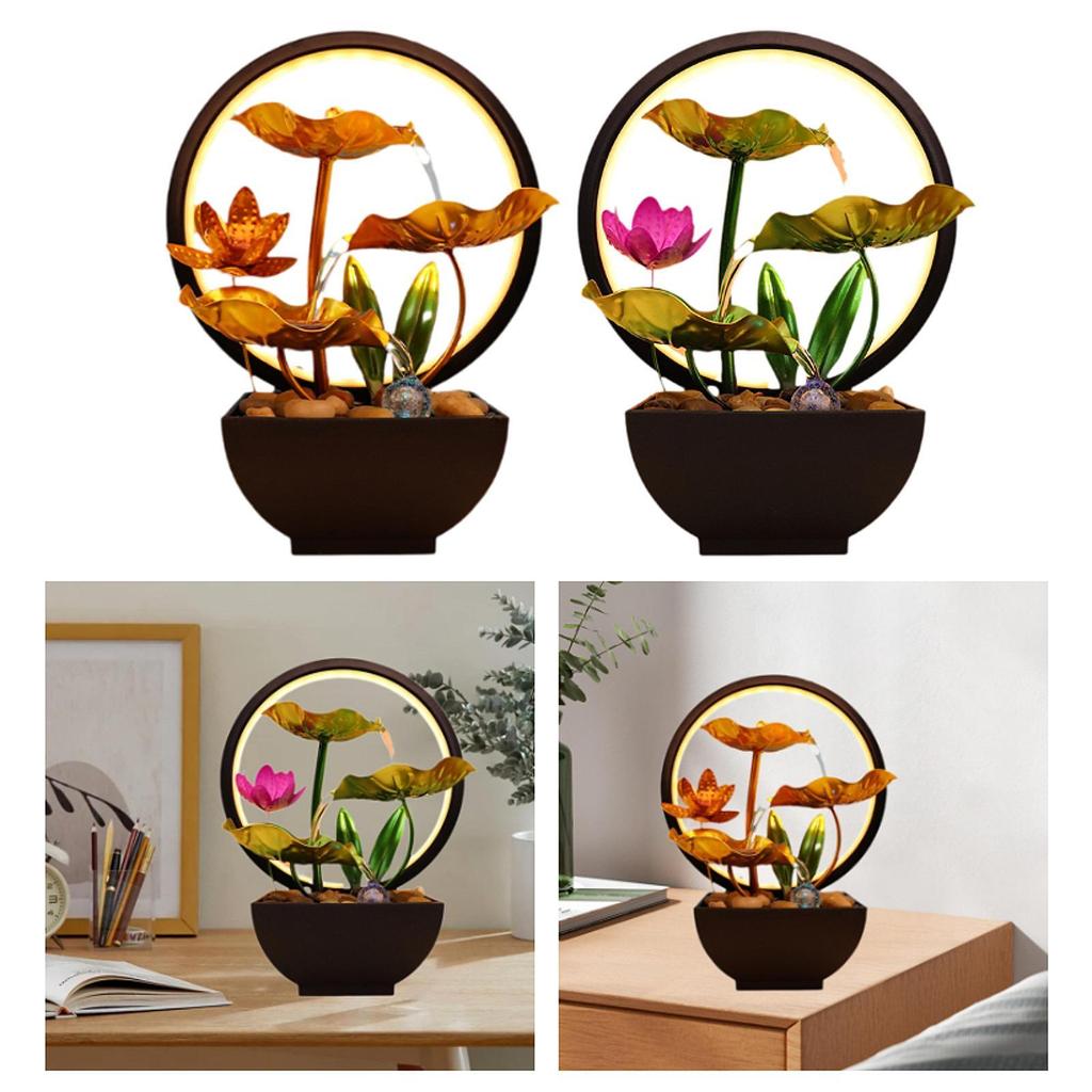 Tischbrunnen mit Licht Sammlerfigur Zimmerbrunnen für Heimdeko Schlafzimmer Büro Innengarten Wohnzimmer