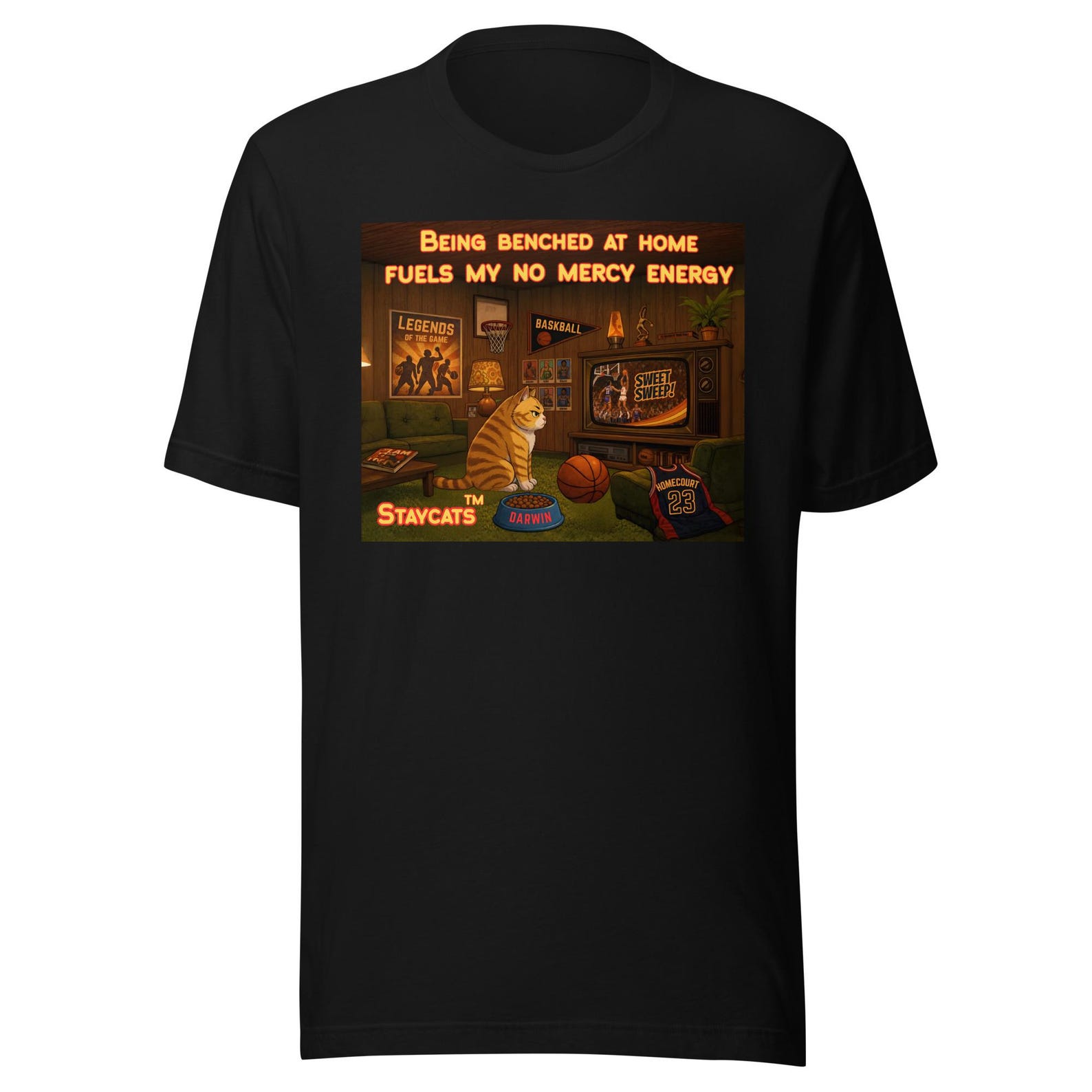 Funny Cat Basketball Shirt For Players Introvert Athlete Cozy Sports Graphic Tee S