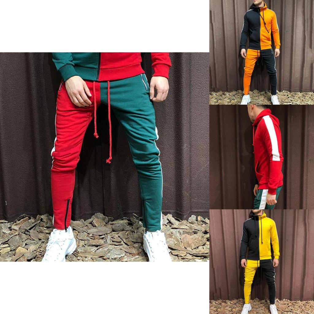 Stylish Men's Tracksuit Suit With Hoodie And Zipper Closure For Gym And Sports