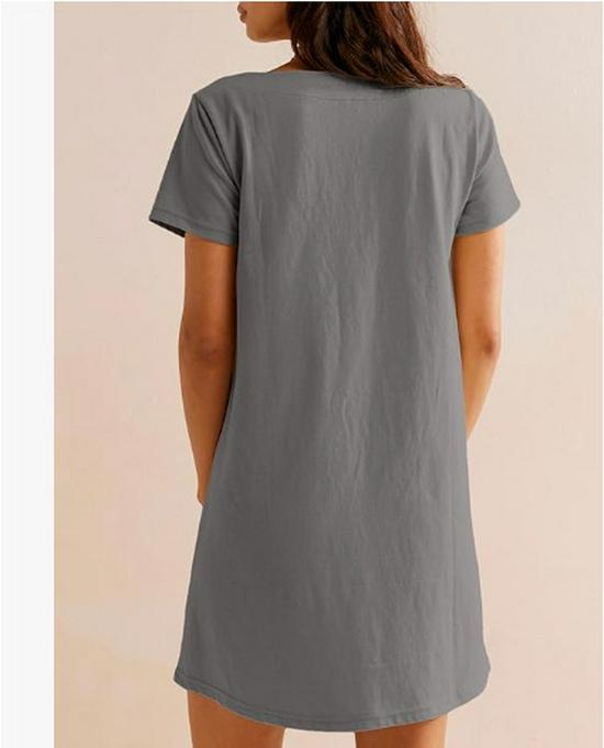 Quadratischer Ausschnitt Kurzarm Damen Freizeitkleid mit Taschen