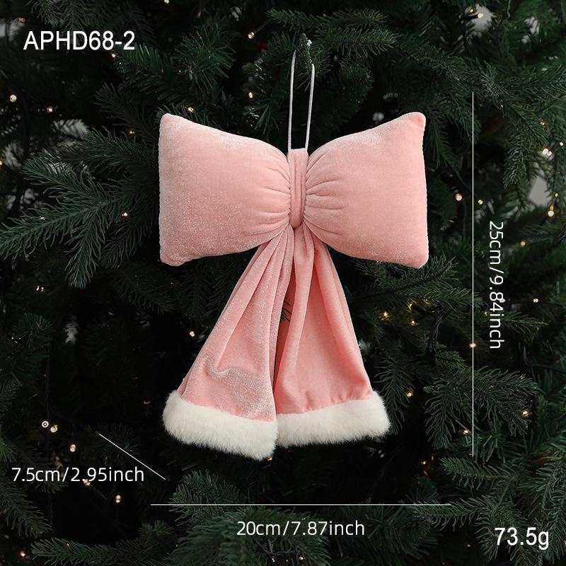 Pink Velvet Christmas Bow Ornament for Tree and Wedding Decoration