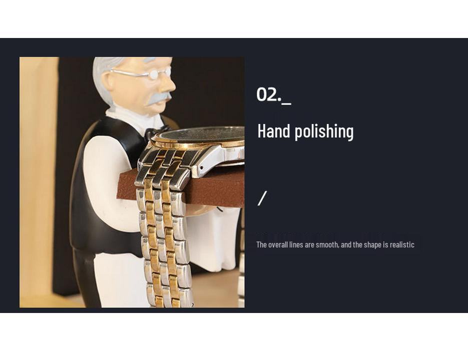 Resin Butler Watch Stand - Cartoon Old Man Desktop Ornament