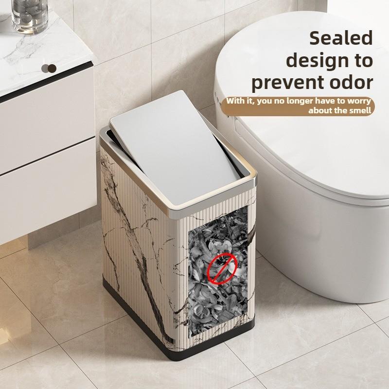 Bathroom Anti Odor Waste Bins Kitchen Garbage Bin Food Waste Disposal with Lid Stainless Household Living Room Paper Basket