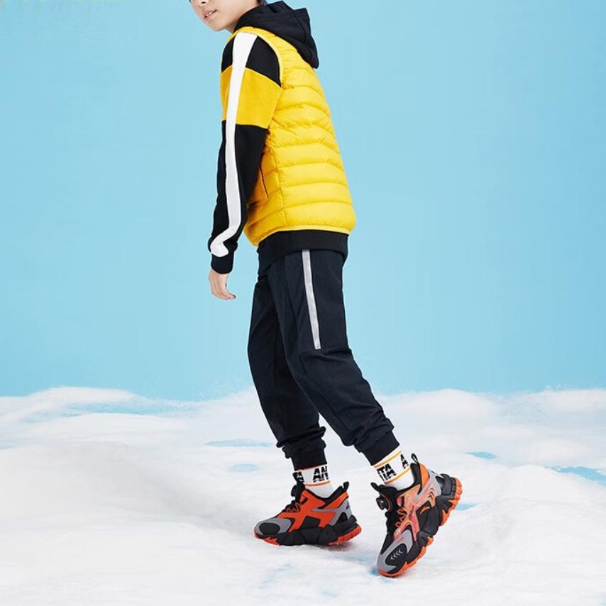 Anta Kids Casual Comfortable Non-Slip Shock Absorbing Wear-Resistant Warm Low-Top Running Shoes Kids sneaker Black Gray Orange 312146923NA-1