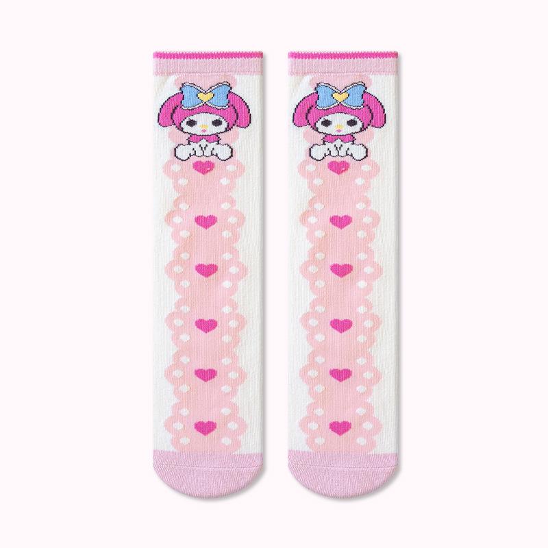 

Детские хлопковые носки до колена с мультяшным рисунком: Осенне-зимняя коллекция My Melody для детей среднего и старшего возраста One Size (1-12 years)