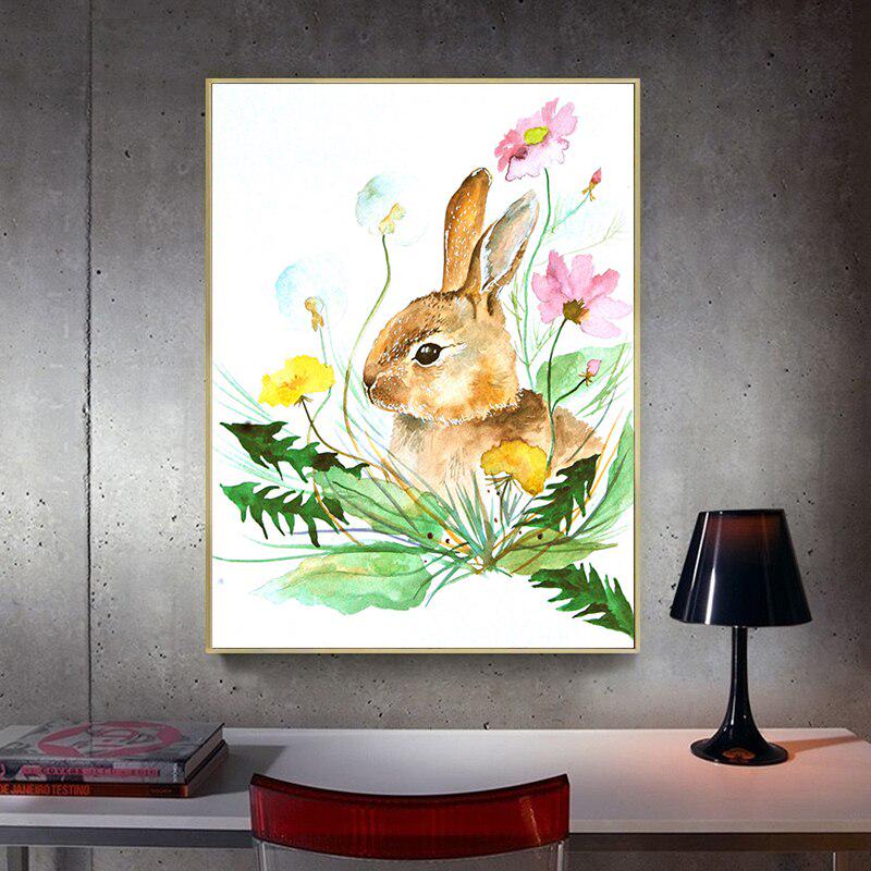 Rabbit In the Flowers 5D DIY Diamond Painting Full Round Bunny Diamond Embroidery