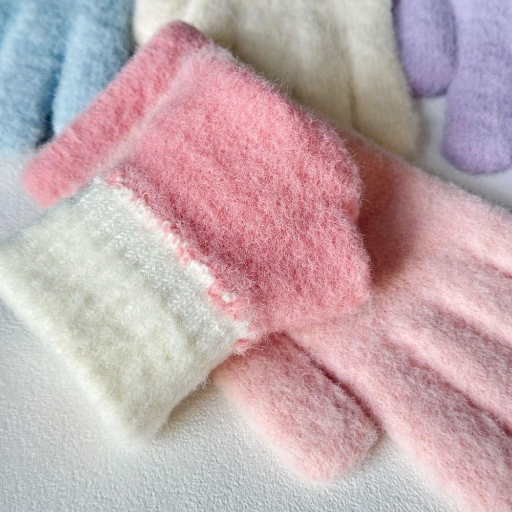 Elastic Knitted Gloves Thickened Fleece Lined Gloves Fashion Winter Gloves  for Women