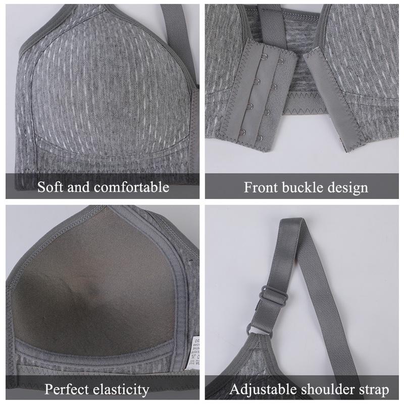 Women Front Buckle 36-44 B C Large Size Bras Solid Color Brassiere Wireless Bralette Seamless Mother Middle Aged Underwear Bra