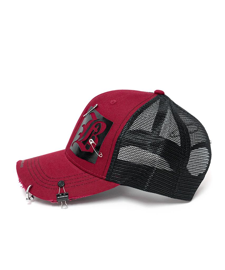 BLACKBLOND Vividi Dual B Logo Trucker Mesh Cap (Burgundy)
