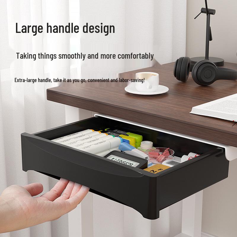 Hidden Under-Desk Adhesive Drawer for Workspace Organization