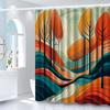Elegant Polyester Shower Curtain - Vibrant Abstract Tree Design,Rich Palette of Orange, Red, Green & Blue, All-Season Bath Decor