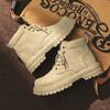 Zapatos de Motocicleta Negros Clásicos para Hombre Otoño Invierno Botas de Plataforma de Cuero Hombre Botines con Cordones para Hombre Botas Hombre