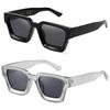 Retro Thick Rectangular Chunky Sunglasses Women Men Trendy Narrow Square Black Tortie Frame 90s Y2K Eyewear Two-Piece
