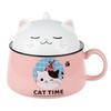 Instant Noodle Bowl with Cover Lunch Box Noodle Cup Bowl for Office Dorm Cartoon Rice Bowl with Cover Anti Scalding Handle