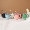 480ml Portable Coffee Mug with Straw Lid Stainless Steel Thermos Mug for Cold Drinks Water Tea Milk Cups Outdoor Bottle