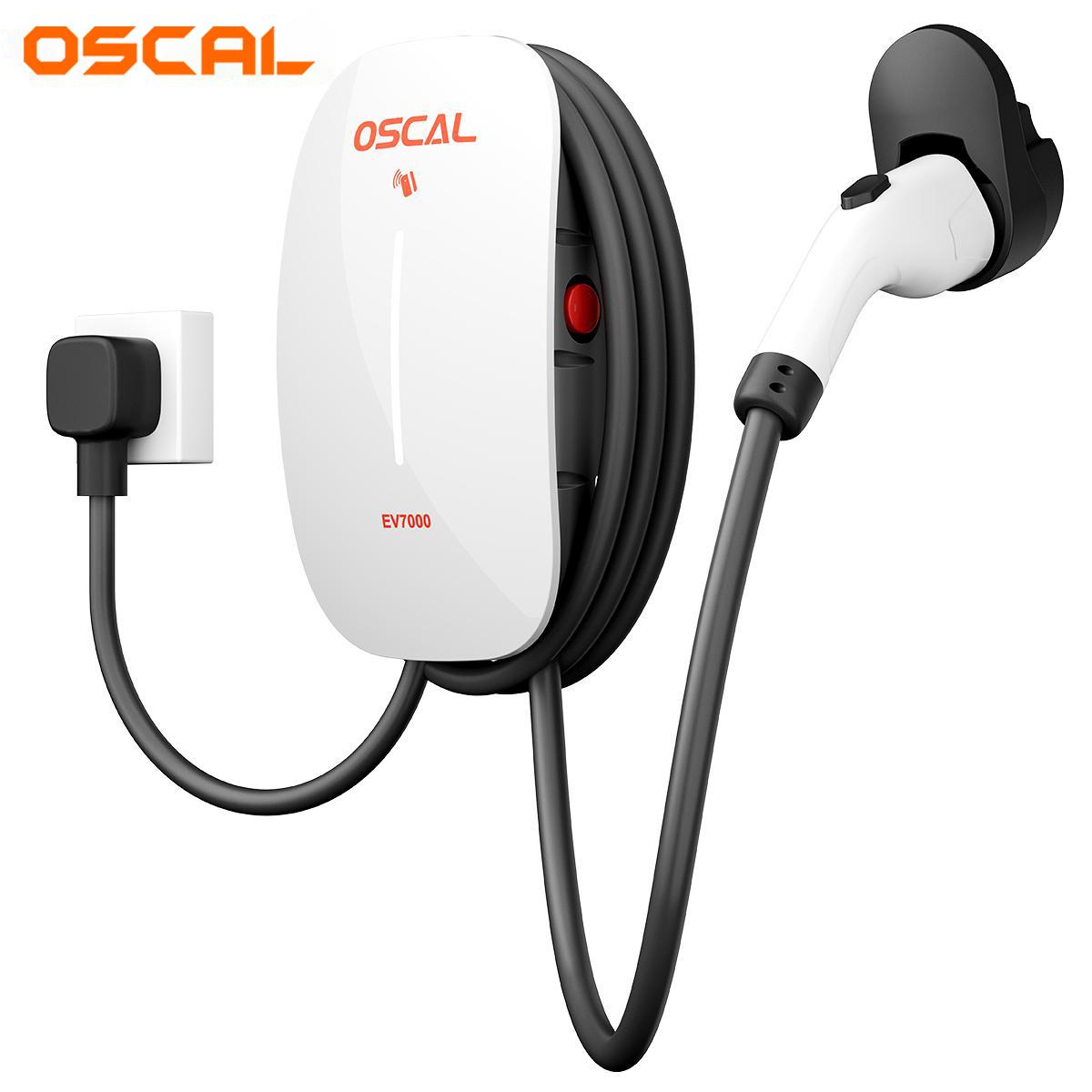 Caricatore EV OSCAL IP65 EV7000 Caricatore rapido DC Caricatore per auto elettrica 7kW 32A/16A 220v-240v Stazione di ricarica bianco