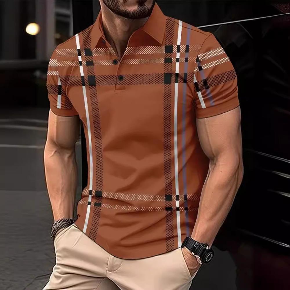 Men's Polo Shirt Short Sleeved Button Casual T-shirt