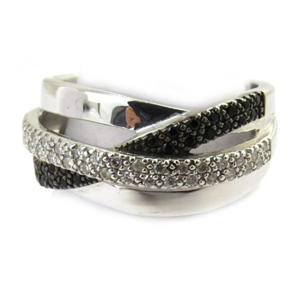 Silberring 'Sissi' schwarz weiß