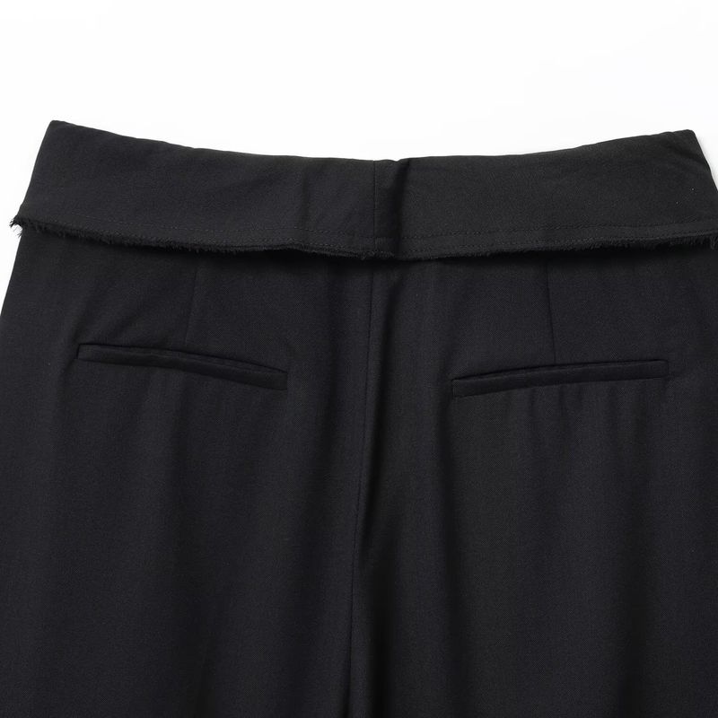 Kaslead New Women clothes Western Style Fashion Simple and Versatile Curling Waist Pants 8619461