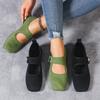 Women's Plus Size Casual Square Toe Flats with Rhinestone Decoration Adjustable Strap Comfortable Slip-On Shoes Suitable for Daily Wear