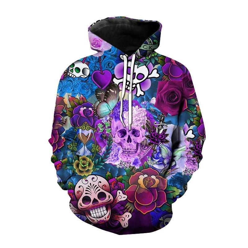 Fashion Autumn Skull Head Flower 3D Print Hoodies Men Women Casual Sweatshirts Oversized Hoodie Pullovers Tracksuit Clothing