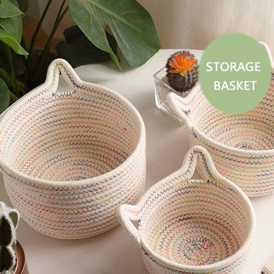 Nordic Cotton Rope Storage Baskets Woven Desktop Multi -functional Basket Sundries Kids Toys Organizer Box