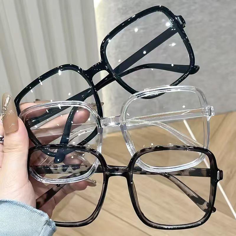 1Pc/3Pcs Classic Fashion Large Frame Square Glasses Transparent Lens Casual Fashion Decorative Glasses Suitable For Office Read
