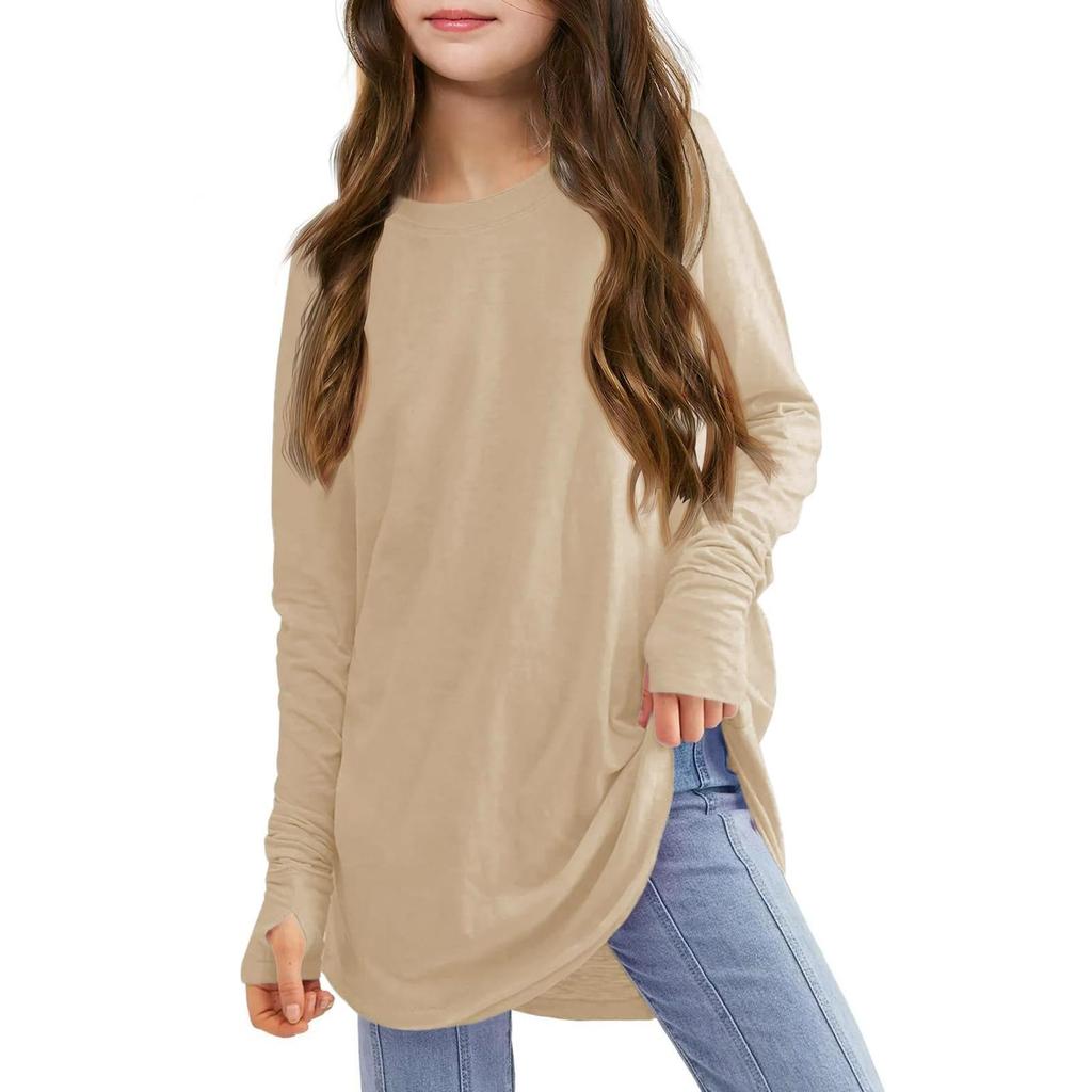 Long Sleeve Shirts  Tunic Tops Tees Teens Kids Loose Fashion Sweatshirt T,Shirt