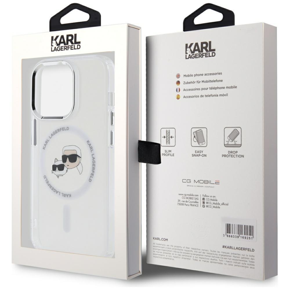Karl Lagerfeld Klhmp14Lhlskch Iphone14 Pro 6.1 Biały/White Hardcase Iml Metal Karl&Choupette Head Magsafe