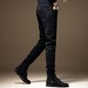 Autumn new high-end elastic black men's jeans trendy brand slim-fitting small feet casual versatile and thin pants men
