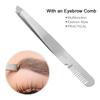 2-in-1 Stainless Steel Eyebrow Tweezers & Comb - Precision Slanted Tip for Easy Hair Removal, Ideal for Men & Women