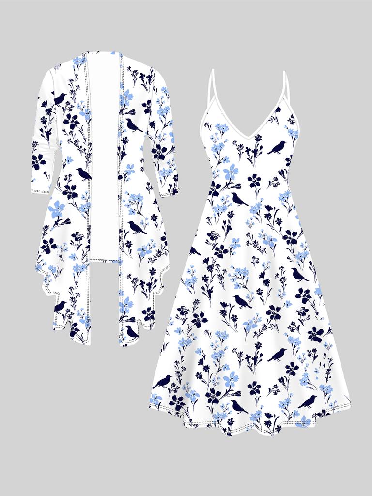 3D Flower Pattern Printed Set Dress Coat for Valentine's Day, Eccentric Classical Totem Fashion Print,suitable for Various Scene Fashion Styles