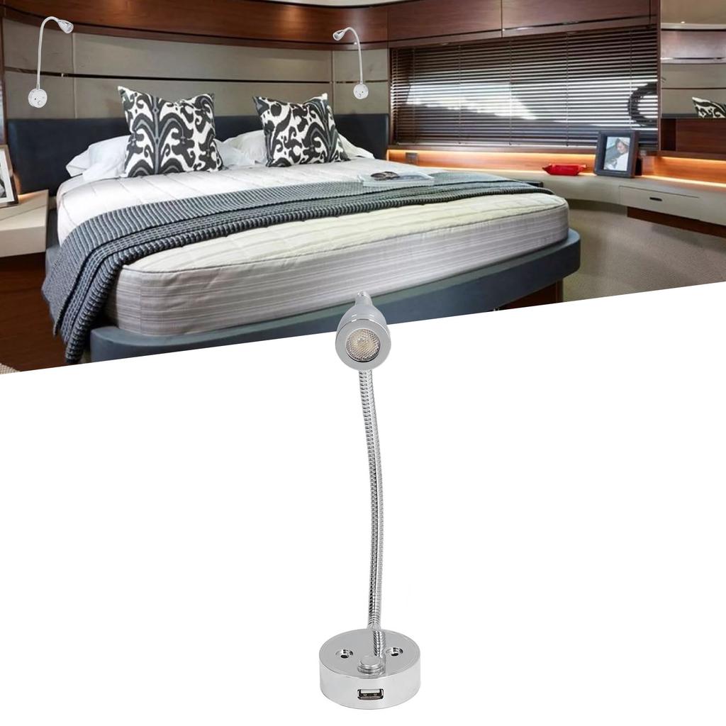 RV Interior Reading Lights Bedside Reading Lamp 10‑30v Dimmable     Light for Car RV Boat Motorhome
