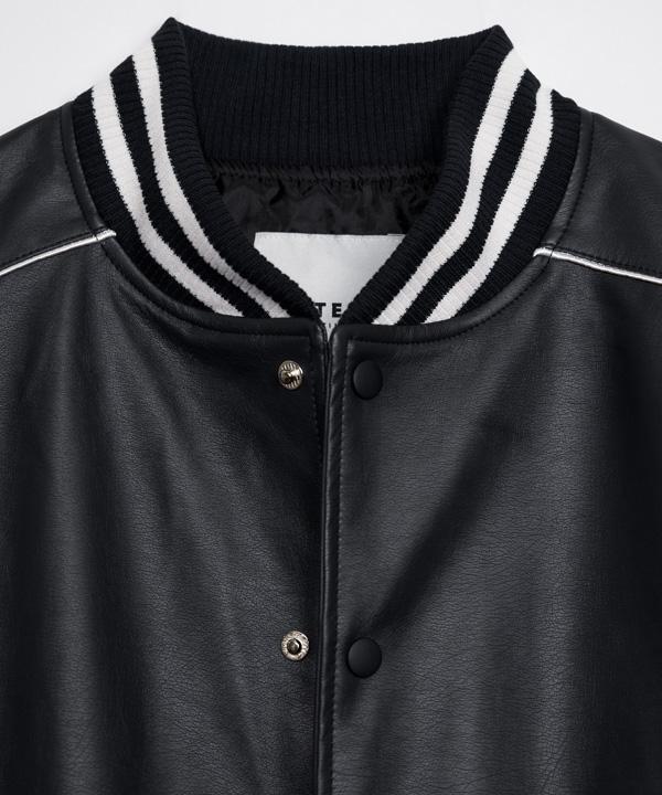 Veteze [Vegan Leather] Lined Varsity Jacket (Black)