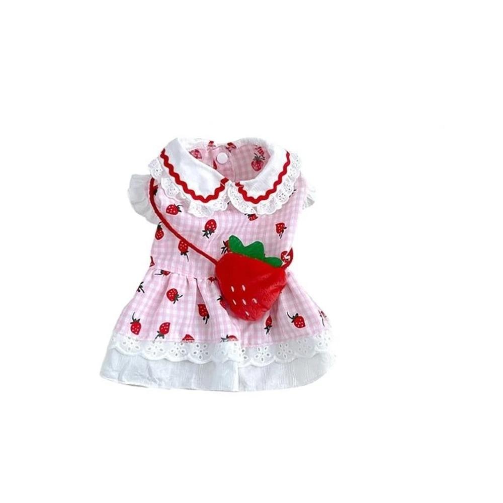 Cute Pet Strawberry Dress Soft Pet Summer Clothes Fashion Dog Vest  for Puppy Kittens