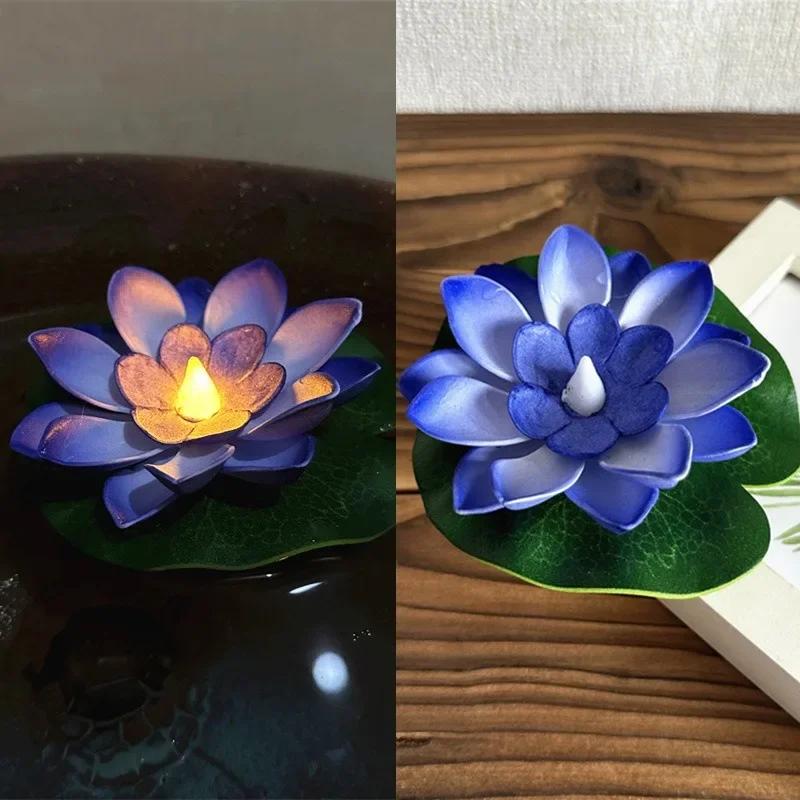 LED Lotus Night Lamp Floating Water Sensor Flower Lamps Garden Fish Tank Decor Festive Party Accessories Wishing Lotus Light