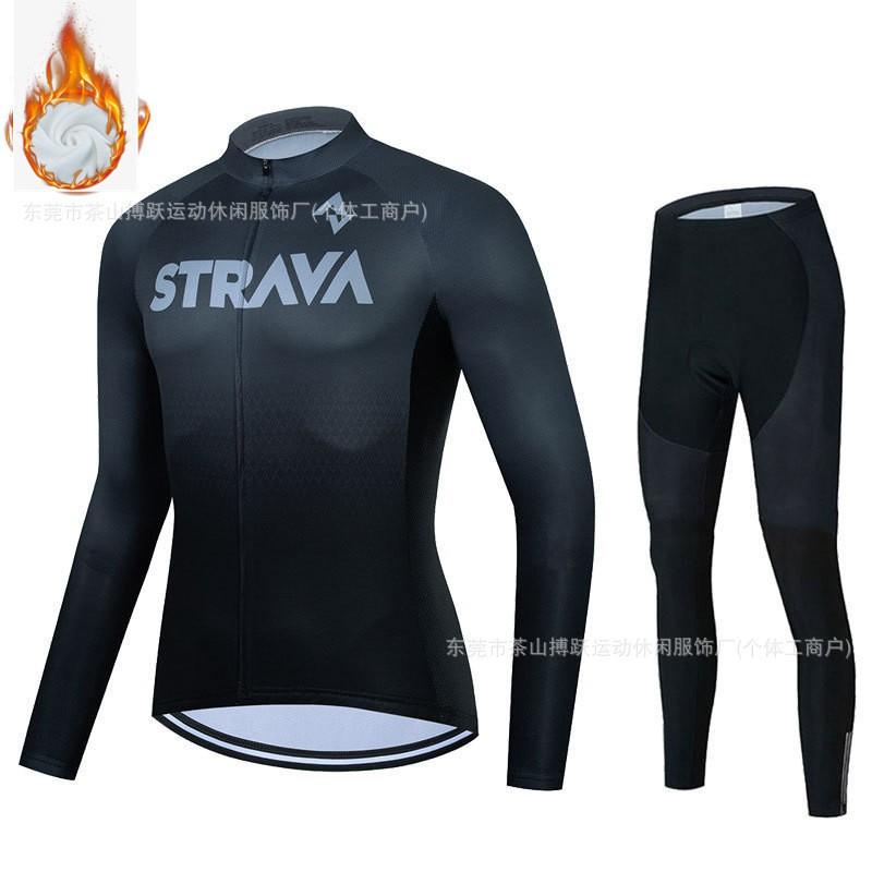 Winter Cycling Jersey Set Long Sleeve Thermal Insulated Bike Riding Suit Team Edition Men Women