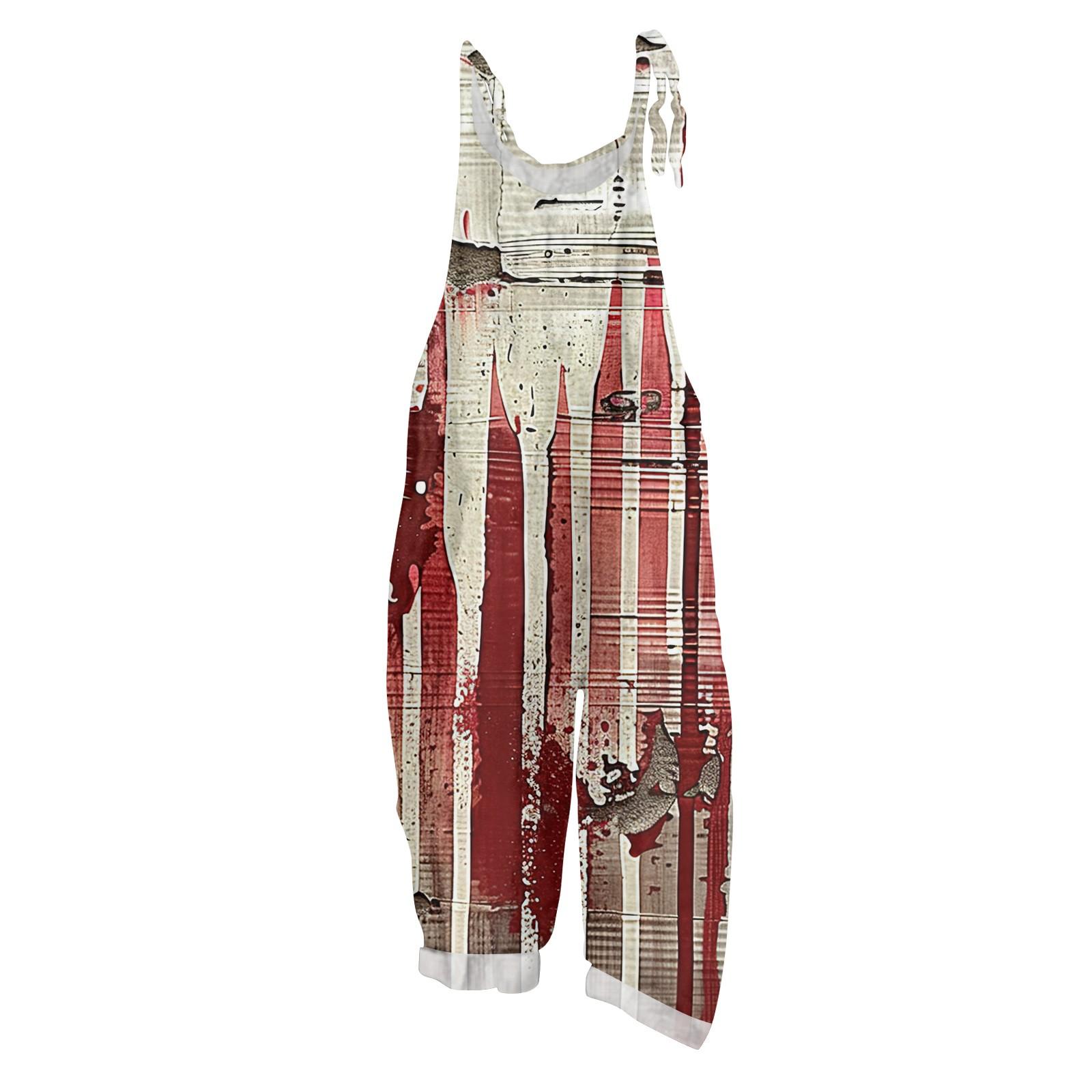 

Женский комбинезон с принтом, повседневный свободный винтажный комбинезон из хлопка и льна XL