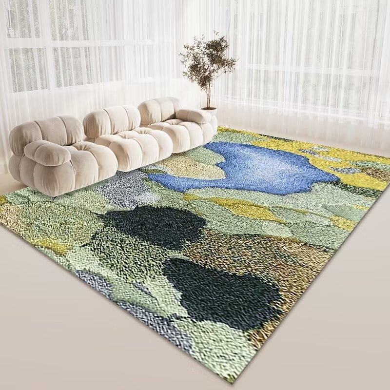 Nordic Style Living Room Sand Coffee Table Carpet, Bedroom Full Of Crystal Velvet Carpet, Study Dining Room Large Area Floor Mat