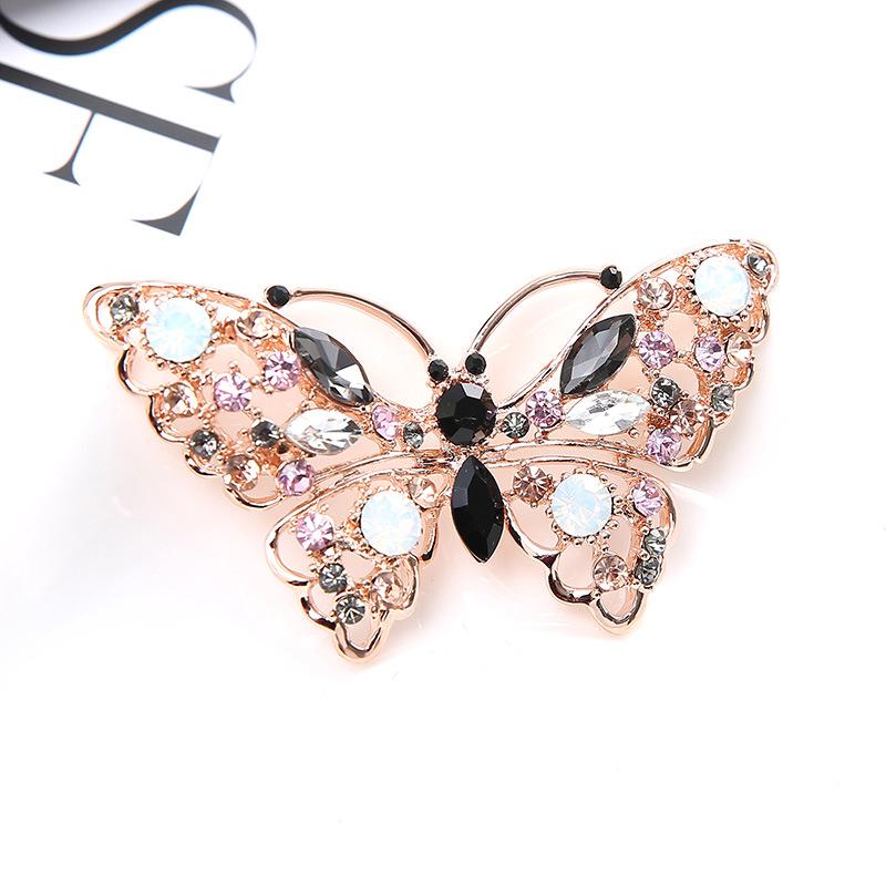 

Полая брошь в виде бабочки, универсальная женственность, инкрустированная бриллиантами брошь в виде насекомого, булавка-антиблик, аксессуары для костюма. розового золота