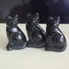2‘’ Hand Carved Mixed Gemstone Crystal cat Animal Figurine Animal Carving (Black Obsidian)