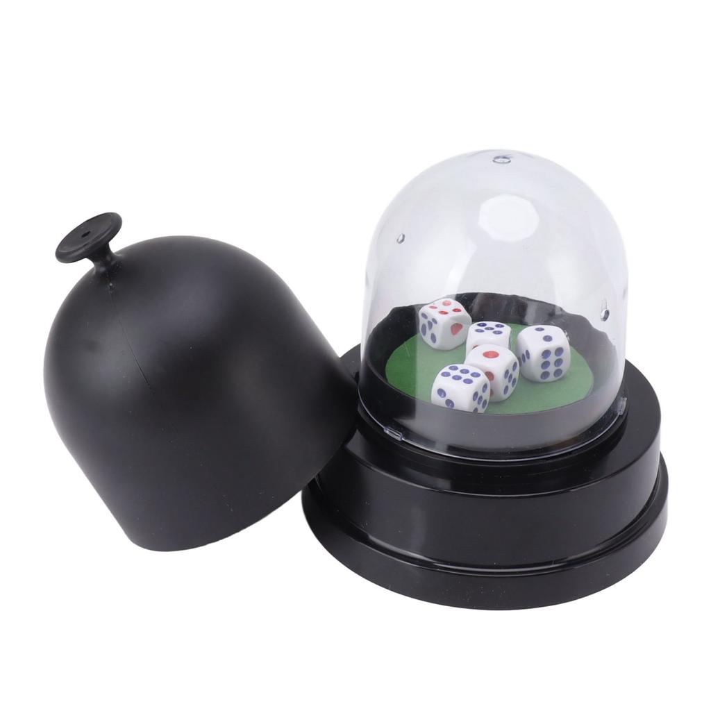 Automatic Dice Roller Cup Battery Powered Pub Bar Party Game Play with 5 Dices for Party Gathering