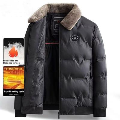 Men's Winter Down Jacket with Faux Fur Trimmed Collar  Warm Quilted Coat, Casual  Stylish Outerwear