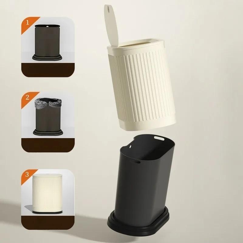 Narrow Trash Can Bathroom Touch Trash Cans Luxury Litter Bins Large Capacity Garbage Buckets with Lid Bathrooms Accessories