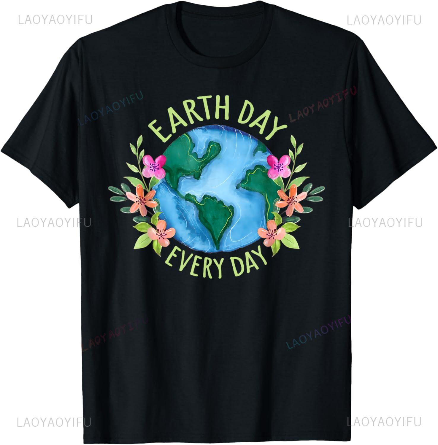 Earth Day Everyday Retro EnvironUnisextal Shirt Women Earth Day TShirt Kawayi Couple Personalized Clothing Camiseta Hombre S