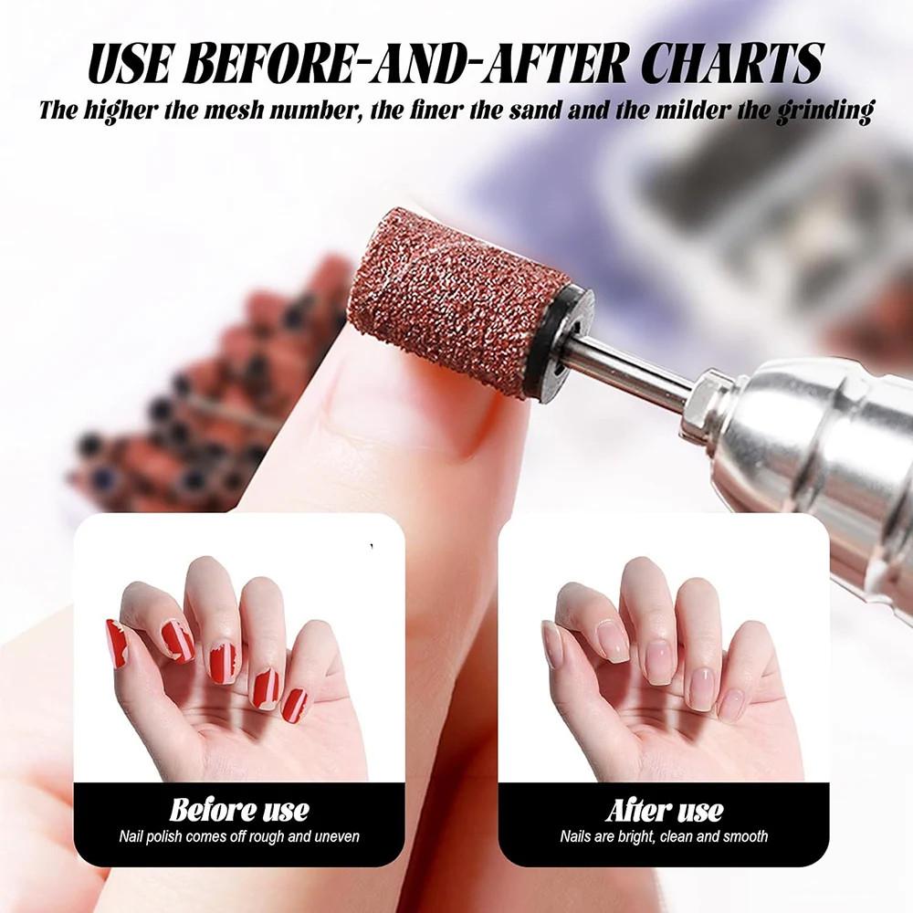 100Pcs Sanding Bands Grit File for Professional Manicure Pedicure Nail Electric Drill Machine Grinding Sand Ring Bit