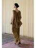 Autumn Origami-Inspired Sleeveless Linen Top with Mottled Texture