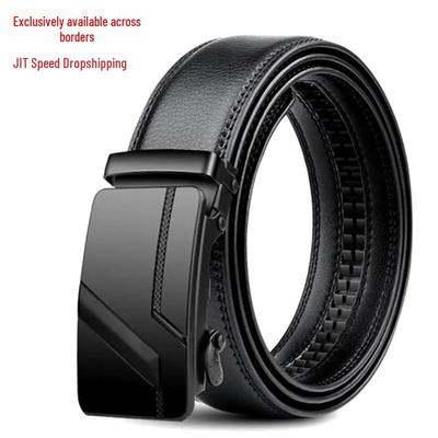 Trendy, duurzame leren herenriem met automatische gesp - een stijlvol modeaccessoire voor zakelijke casual gelegenheden.